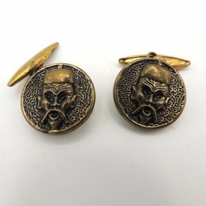 Fu Manchu Cufflinks  Raised Design Vintage